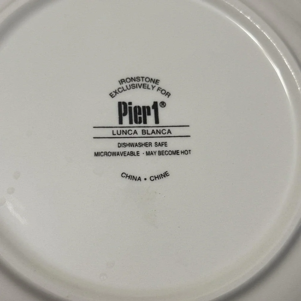 Pier 1 Lunca Blanca White Salad Plate Set of 4 Dishwasher Safe 8